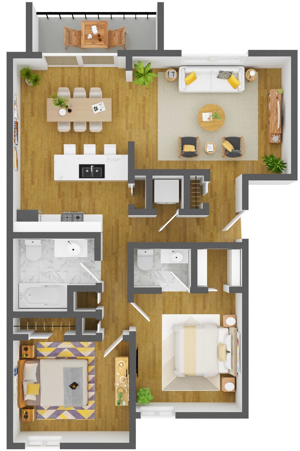 Two Bedroom 1.5 Bath floor plan
